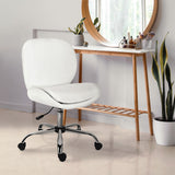 Office Desk Chair - Teddy Boucle OVOID - WHITE - 45-Degree Angle