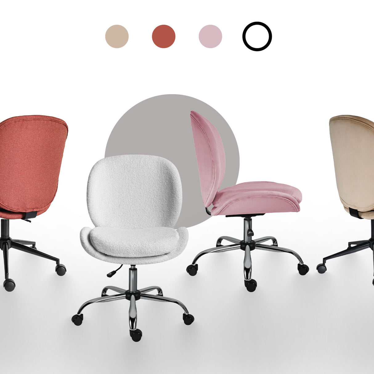 Office Desk Chair - Teddy Boucle OVOID - WHITE