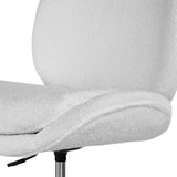 Office Desk Chair - Teddy Boucle OVOID - WHITE - Low Angle
