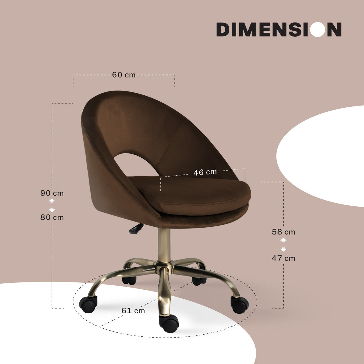 Office Desk Chair - Velvet COVE - BROWN