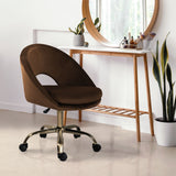 Office Desk Chair - Velvet COVE - BROWN - 45-Degree Angle