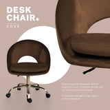 Office Desk Chair - Velvet COVE - BROWN - Side View