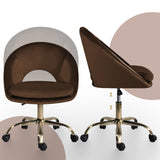 Office Desk Chair - Velvet COVE - BROWN - Close-Up Angle
