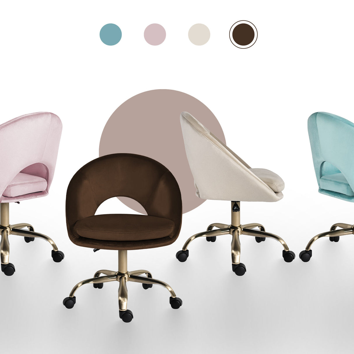 Office Desk Chair - Velvet COVE - BROWN