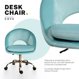 Office Desk Chair - Velvet COVE - BLUE - Front View