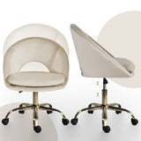 Office Desk Chair - Velvet COVE - CREAM - Low Angle