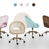 Office Desk Chair - Velvet COVE - CREAM - Rear View