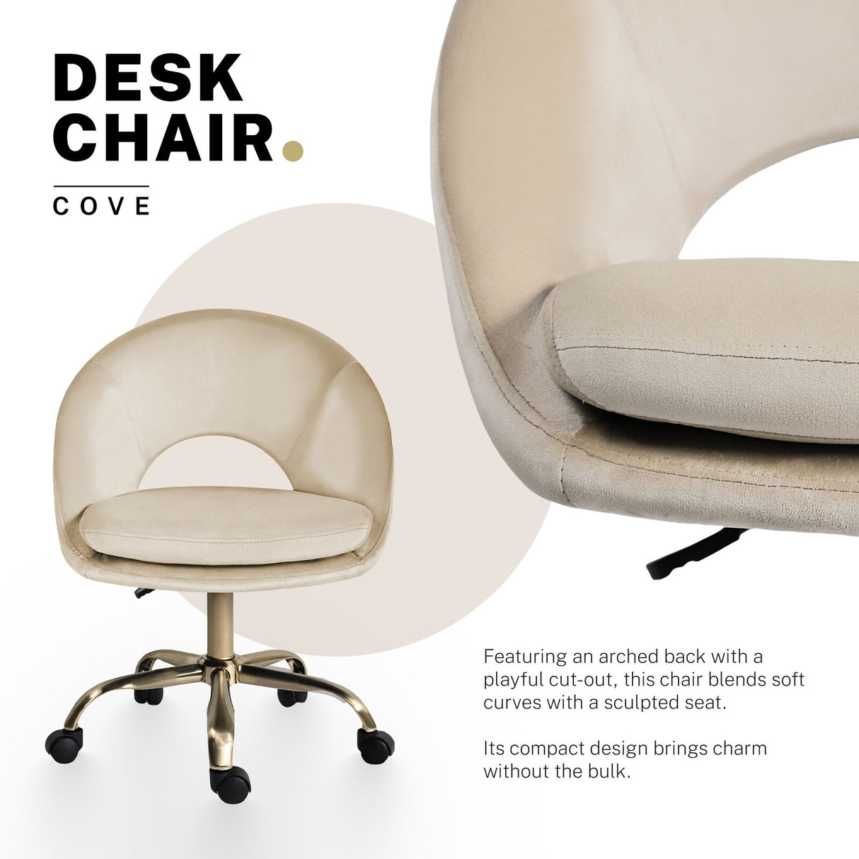 Office Desk Chair - Velvet COVE - CREAM