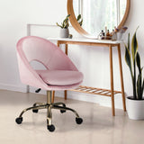 Office Desk Chair - Velvet COVE - PINK - Top-Down View