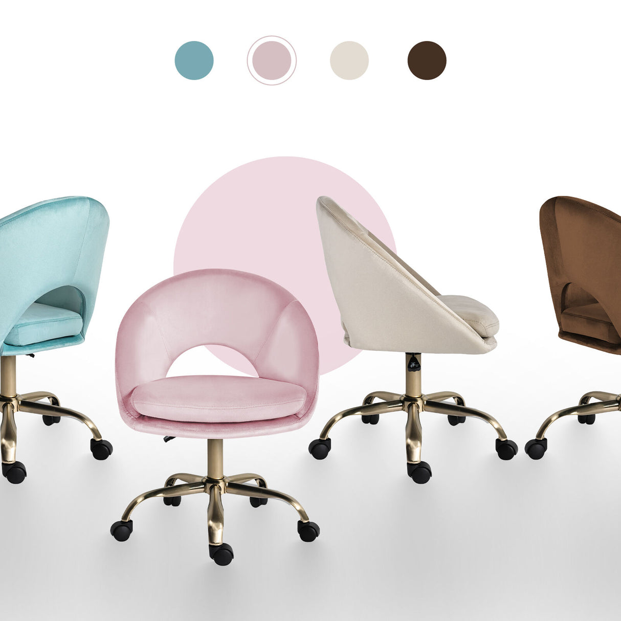 Office Desk Chair - Velvet COVE - PINK