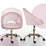 Office Desk Chair - Velvet COVE - PINK - Close-Up Angle