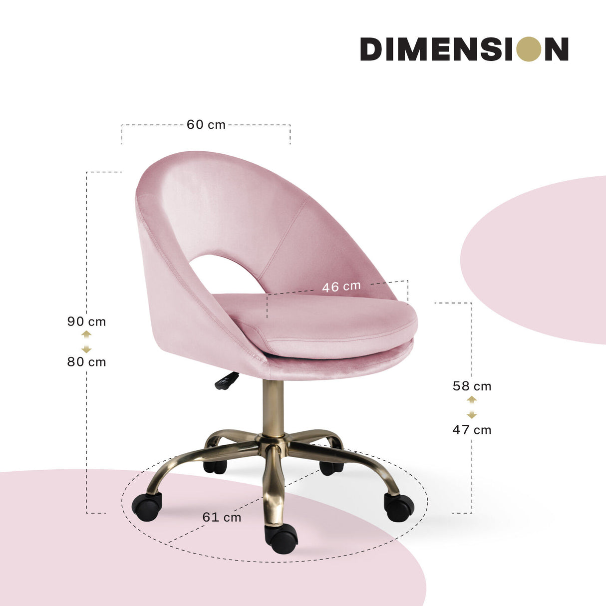 Office Desk Chair - Velvet COVE - PINK