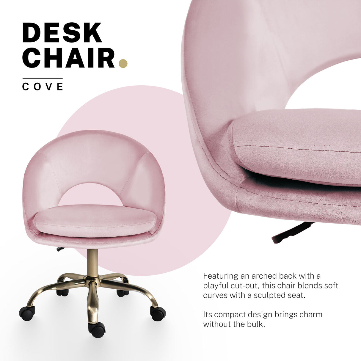 Office Desk Chair - Velvet COVE - PINK