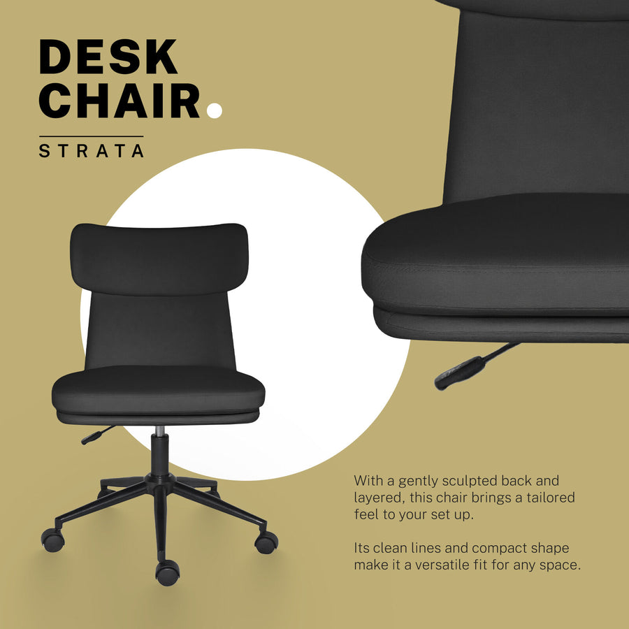 Office Desk Chair - PU Leather STRATA - BLACK