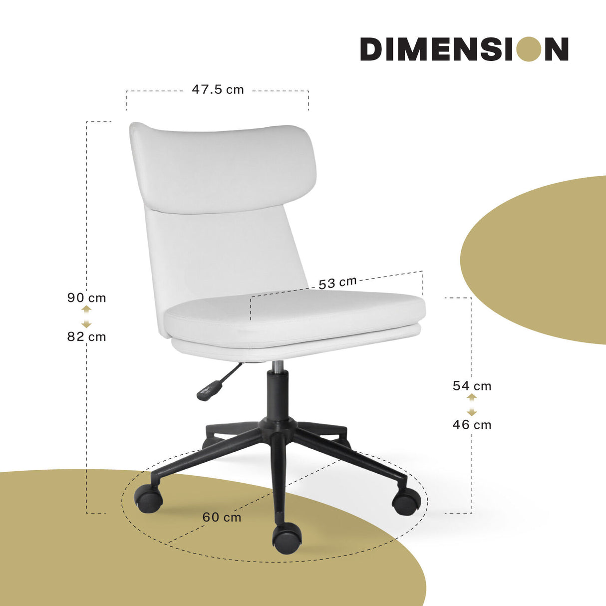 Office Desk Chair - PU Leather STRATA - WHITE