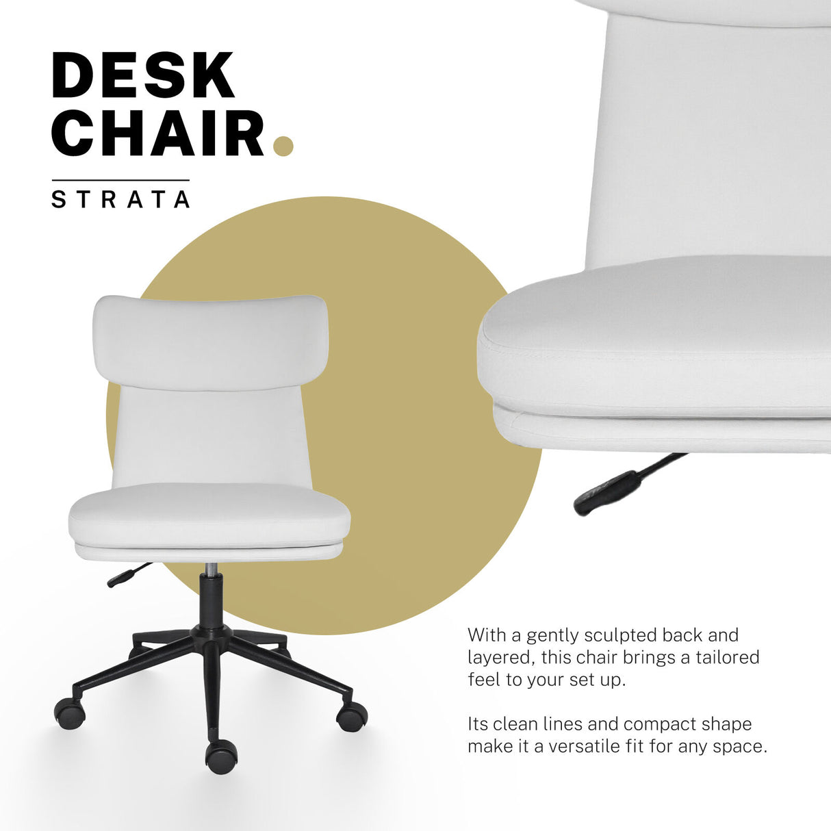 Office Desk Chair - PU Leather STRATA - WHITE