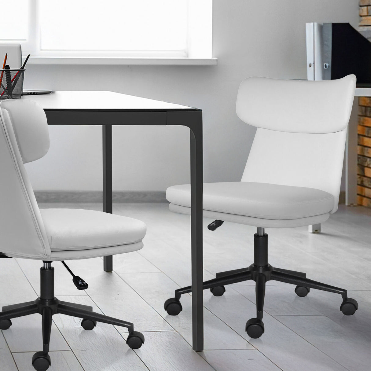 Office Desk Chair - PU Leather STRATA - WHITE