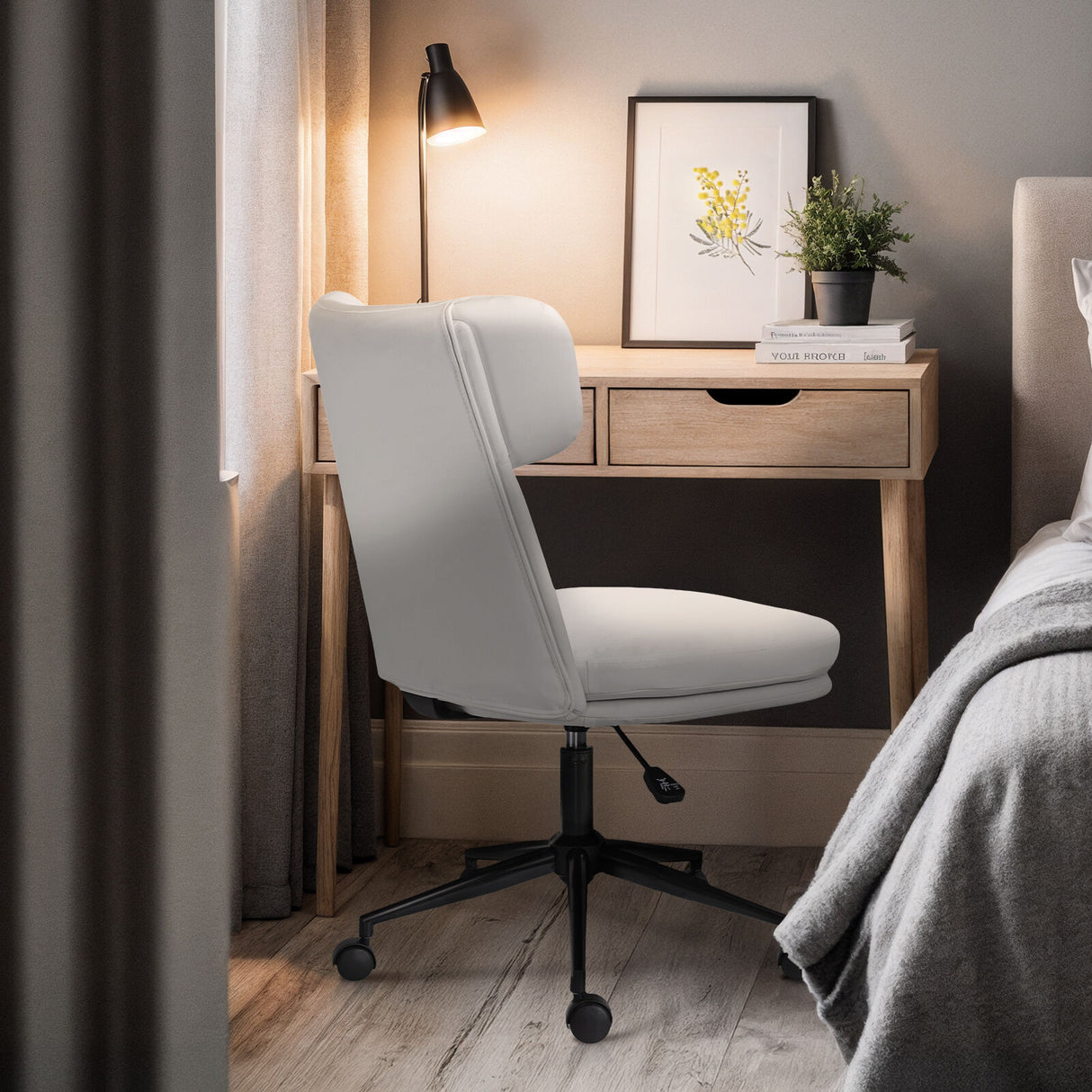 Office Desk Chair - PU Leather STRATA - WHITE