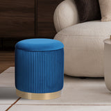 3 Piece Set Storage Ottoman - Velvet Bench Stool FAYE - BLUE