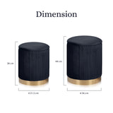 2X Side Table Storage Ottoman - Velvet MIRA BLACK
