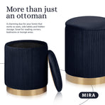 2X Side Table Storage Ottoman - Velvet MIRA BLACK