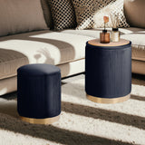2X Side Table Storage Ottoman - Velvet MIRA BLACK - Rear View
