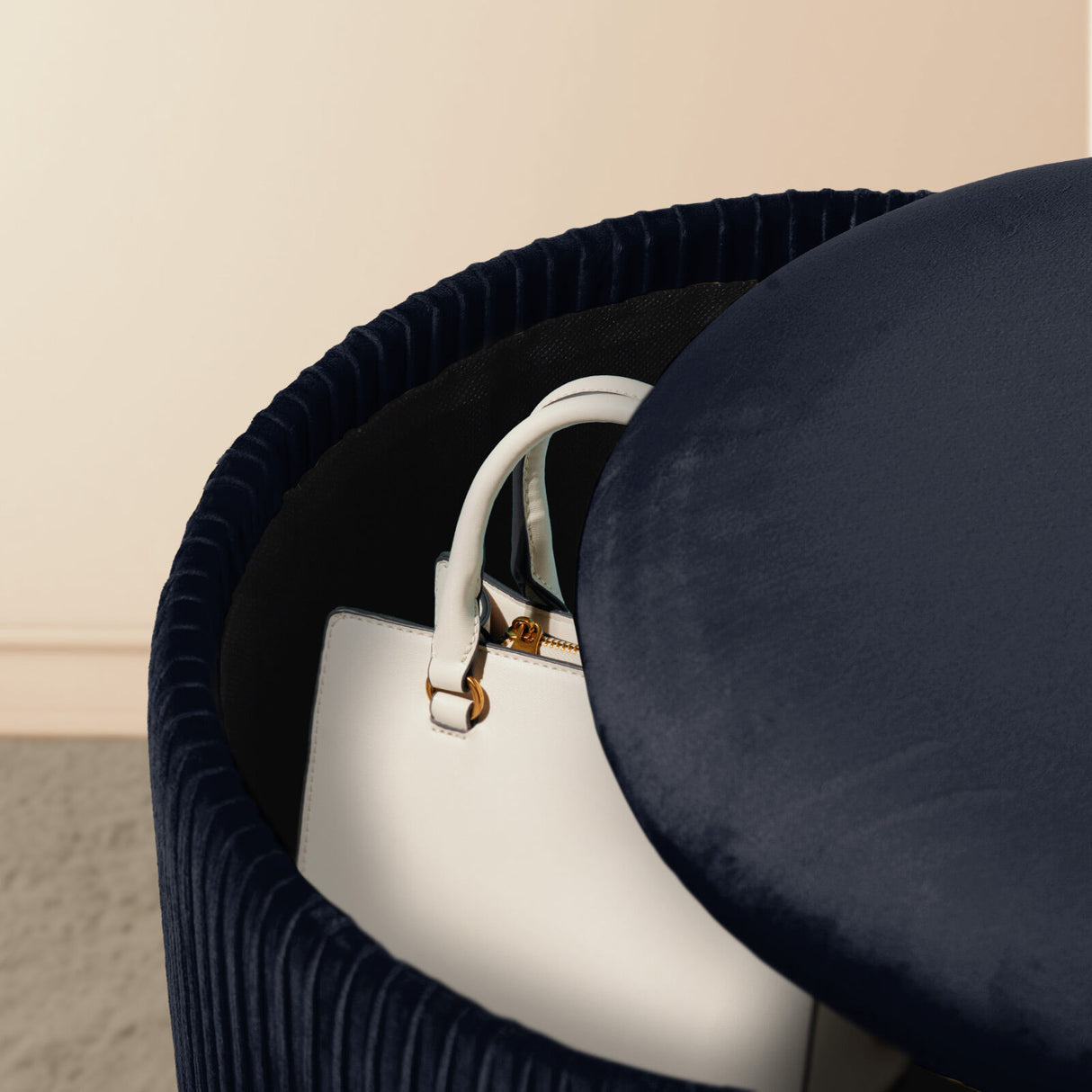 2X Side Table Storage Ottoman - Velvet MIRA BLACK