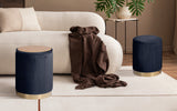 2X Side Table Storage Ottoman - Velvet MIRA BLACK