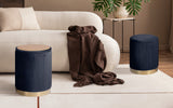 2X Side Table Storage Ottoman - Velvet MIRA BLACK - Front View