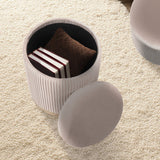2X Side Table Storage Ottoman - Velvet MIRA CREAM
