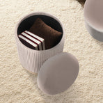 2X Side Table Storage Ottoman - Velvet MIRA CREAM