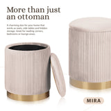 2X Side Table Storage Ottoman - Velvet MIRA CREAM - Side View