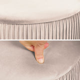2X Side Table Storage Ottoman - Velvet MIRA CREAM - Low Angle
