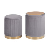 2X Side Table Storage Ottoman - Velvet MIRA GREY
