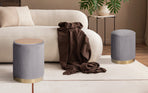 2X Side Table Storage Ottoman - Velvet MIRA GREY