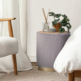 2X Side Table Storage Ottoman - Velvet MIRA GREY - Extra Image