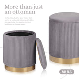 2X Side Table Storage Ottoman - Velvet MIRA GREY - Side View