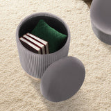 2X Side Table Storage Ottoman - Velvet MIRA GREY - 45-Degree Angle