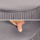 2X Side Table Storage Ottoman - Velvet MIRA GREY - Low Angle