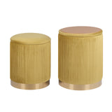 2X Side Table Storage Ottoman - Velvet MIRA MUSTARD