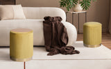2X Side Table Storage Ottoman - Velvet MIRA MUSTARD - Front View