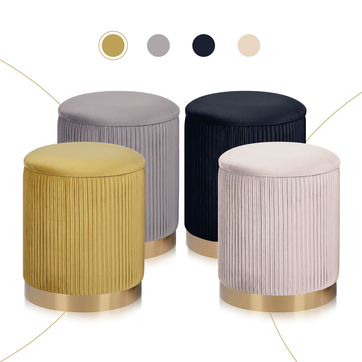 2X Side Table Storage Ottoman - Velvet MIRA MUSTARD