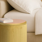 2X Side Table Storage Ottoman - Velvet MIRA MUSTARD