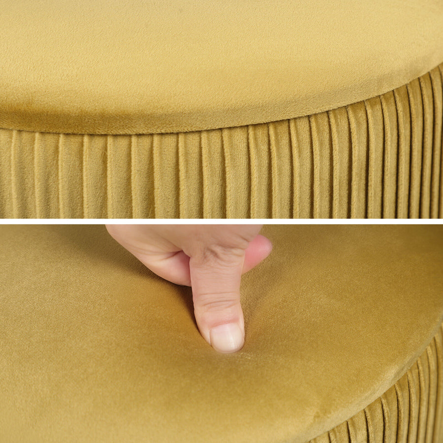2X Side Table Storage Ottoman - Velvet MIRA MUSTARD