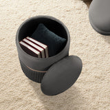 2X Side Table Storage Ottoman - Velvet Stool Footstool REMI - GREY