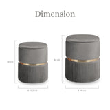 2X Side Table Storage Ottoman - Velvet Stool Footstool REMI - GREY