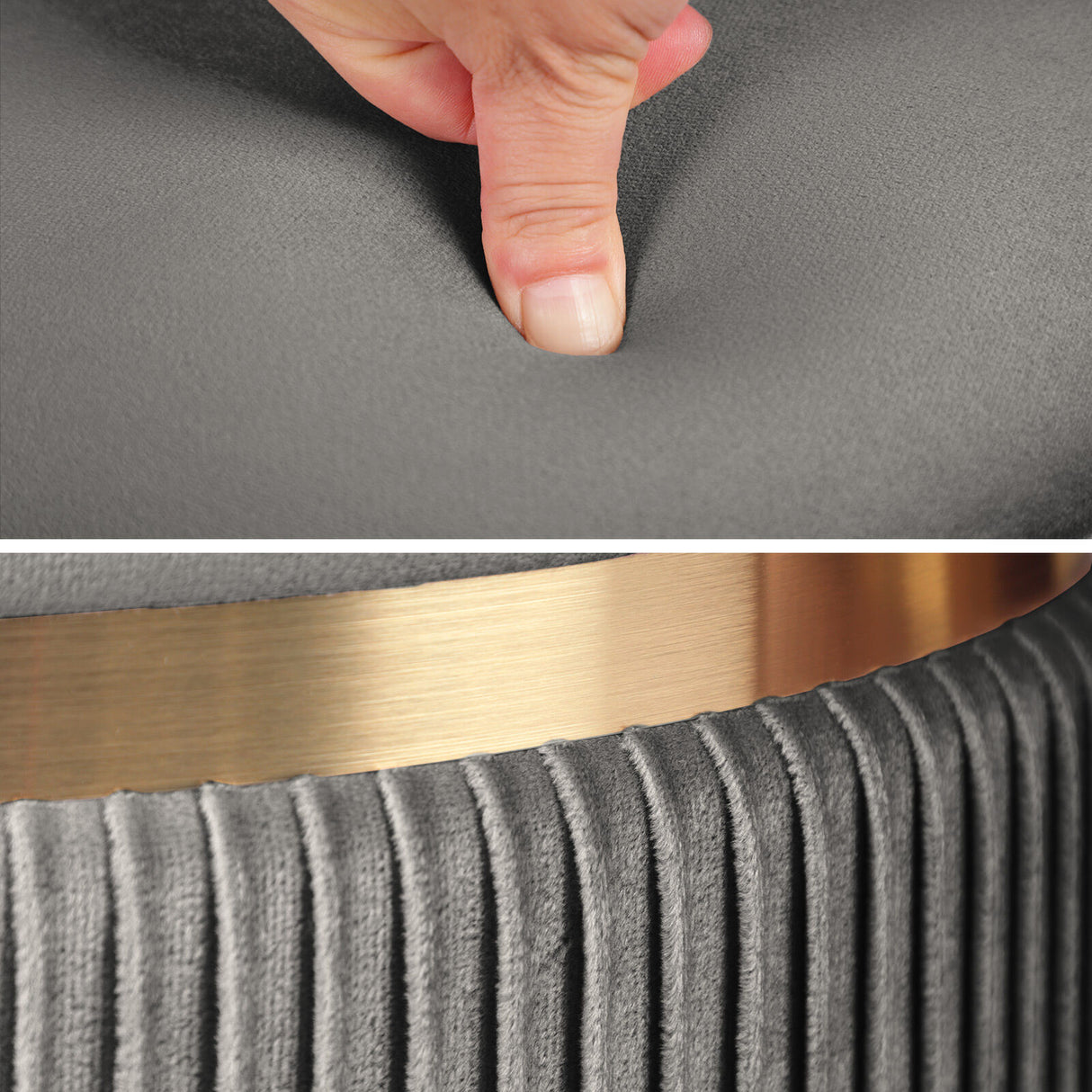 2X Side Table Storage Ottoman - Velvet Stool Footstool REMI - GREY