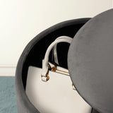 2X Side Table Storage Ottoman - Velvet Stool Footstool REMI - GREY - Low Angle