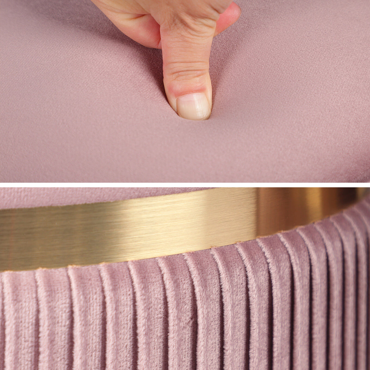 2X Side Table Storage Ottoman - Velvet Stool Footstool REMI - PINK