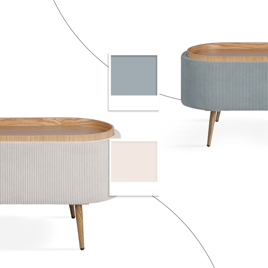 Coffee Table Storage Ottoman - Ribbed Corduroy ESME - CREAM